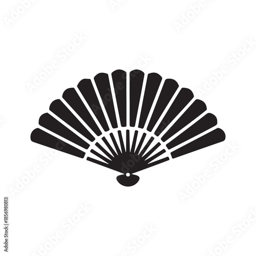 minimal traditional hand fan vector symbol