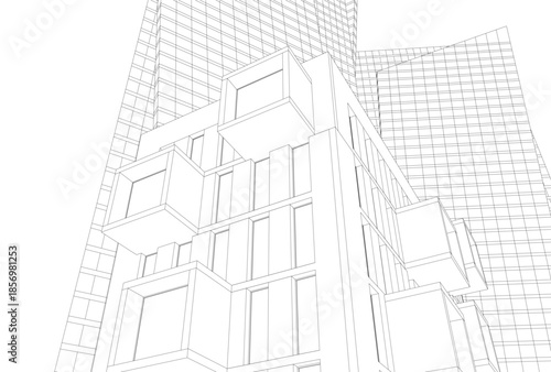 Abstract architecture 3D rendering