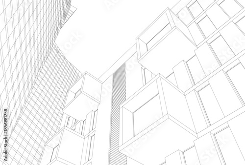 Abstract architecture 3D rendering