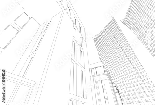 Abstract architecture 3D rendering