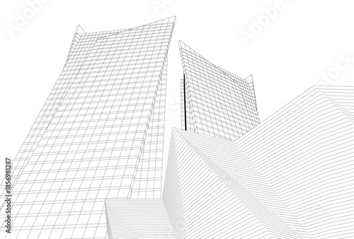 Abstract architecture 3D rendering