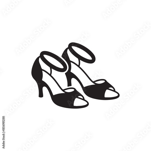 vector silhouette icon of samba dancing shoes