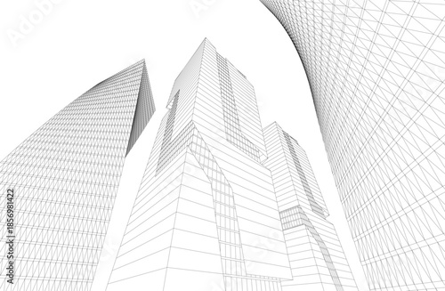Abstract architecture 3D rendering