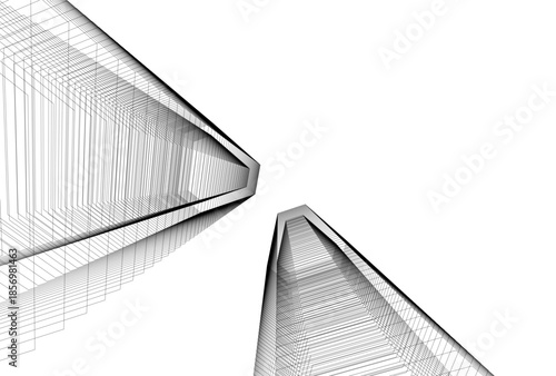 Abstract architecture 3D rendering