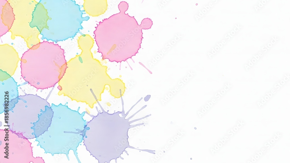 Fototapeta premium A colorful abstract art piece featuring pastel paint splatters on white background