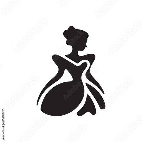 vector silhouette icon of porcelain figurine