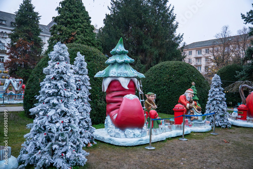 Decoration on the streets of the Christmas market in Craiova Romania