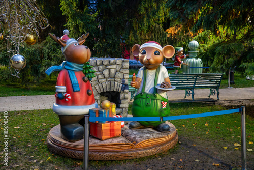 Decoration on the streets of the Christmas market in Craiova Romania