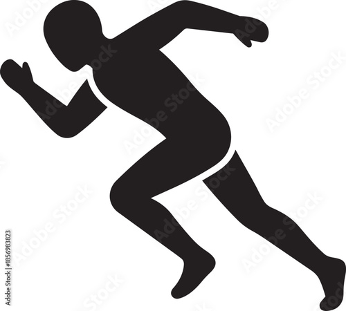Black silhouette of runner starting sprint in athletic track starting position