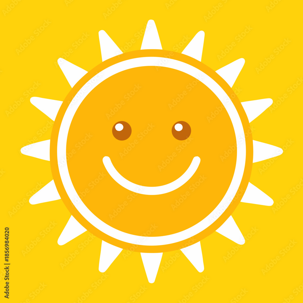 Fototapeta premium A solid colors vector icon of a satisfaction sun smile