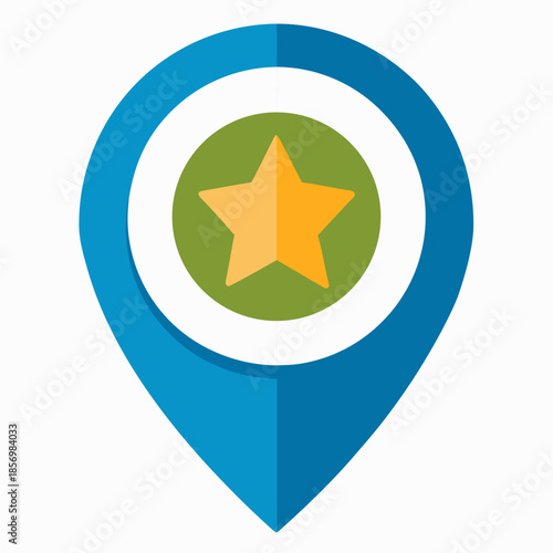 A solid colors vector icon of a recommend star map location
