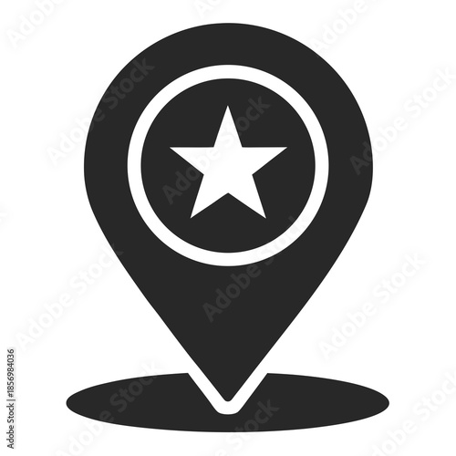 A solid black vector icon of a recommend star map location
