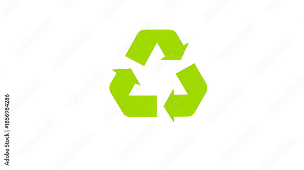 Obraz premium Recycling symbol with three green arrows forming triangle, representing sustainability, eco friendly practices, and environmental conservation, isolated on transparency background