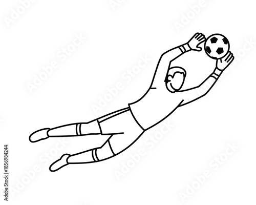 Minimalist flat design soccer player catching ball in action