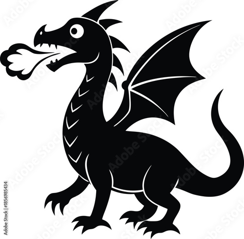 Friendly fantasy dragon blowing fire for kids storybook tshirt and gaming artwork Vector illustration