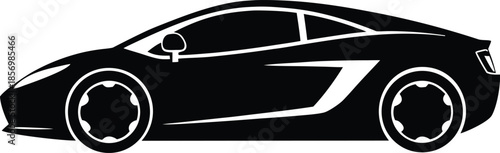 Luxury sports car side view with sleek aerodynamic body for supercar poster Vector illustration