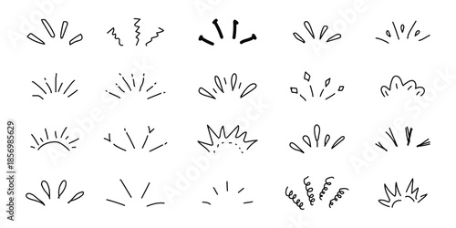 Collection of 16 hand gesture illustrations in black and white