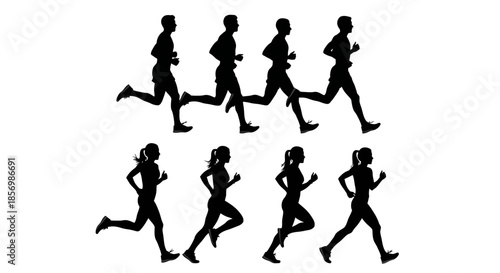 a group of people running together.