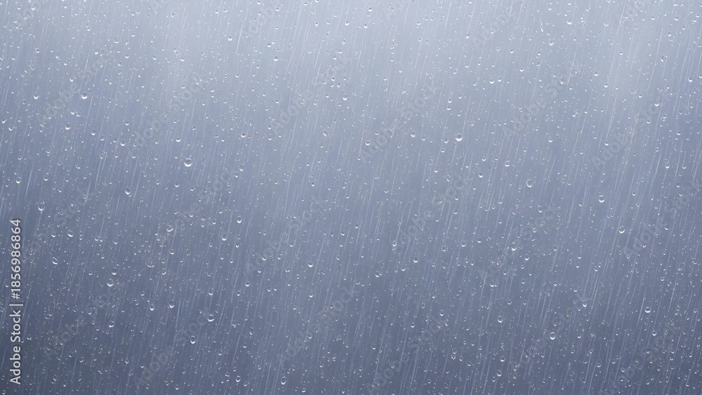 Obraz premium Close-up view of falling rain or snow against a blurred grey background, creating a serene and atmospheric scene.