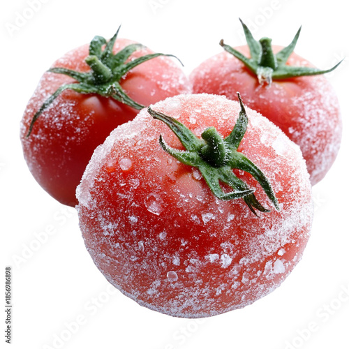 Three tomatoes isolated on transparent background