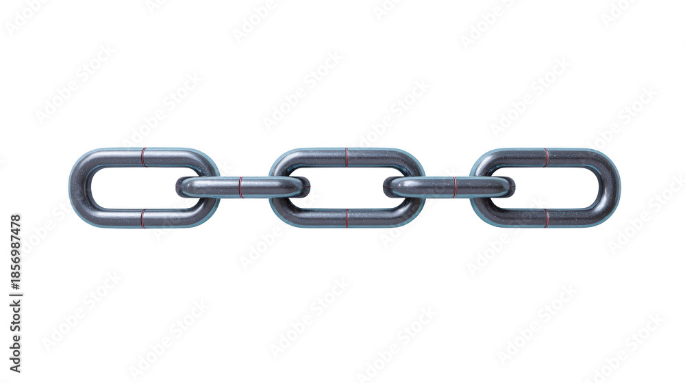 Obraz premium Steel chain metal link strong industrial isolated horizontal shiny durable connection security. steel chain features interlocking metal links symbolizing strength and unity