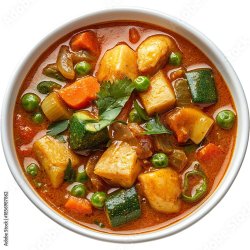 Veggie curry dish isolated on transparent background