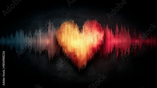 Heart shape made of colorful soundwaves. 