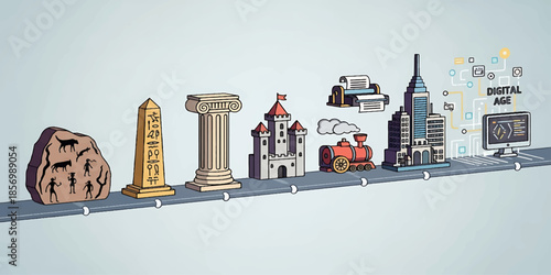 Snowy winter scene of an old town city street with historic buildings