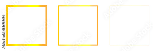 Three square gold frames. Luxury square border, premium golden photo frame. Golden frame
