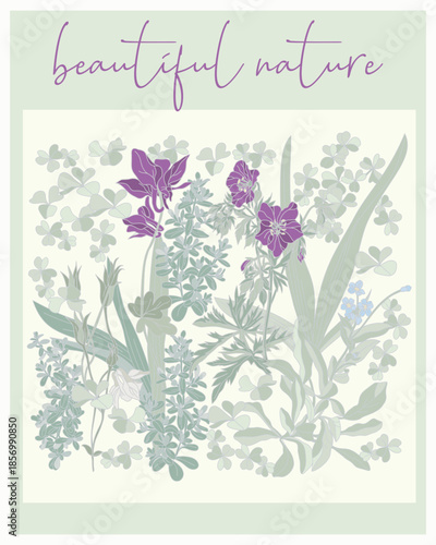  Poster wildflowers in vintage style