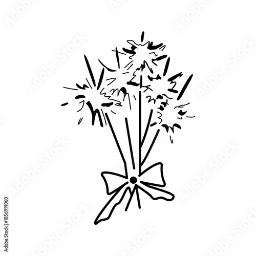Hand-Drawn Minimalist Flower Vase Line Art - Elegant Floral Bouquet Illustration for Design and Coloring