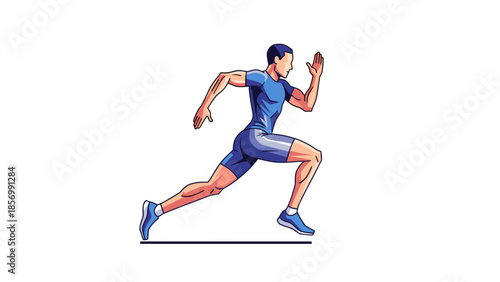 Athletic Man Running Sprinting Fast Vector Illustration - Determined Male Athlete in Motion for Sports and Fitness Concepts, Isolated on transparent background.