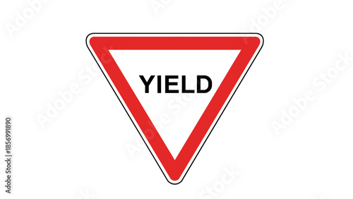 Vector Yield Sign - Realistic Road Safety Symbol, Prioritization & Awareness, Isolated on transparent background, Regulations, Compliance, Driving Concept