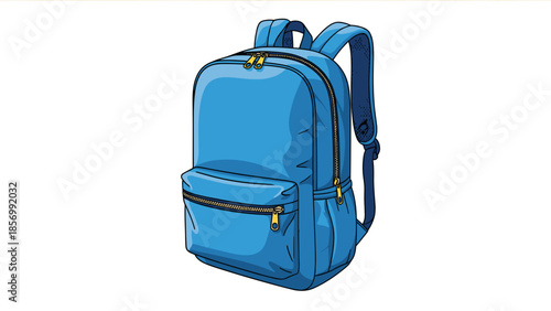 Backpack Cartoon Icon: School Bag for Education, Travel, Hiking. Stylish Knapsack Design element, isolated on transparent background. Vector illustration for back to school.