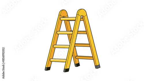 Step Ladder Clip Art: Upward Mobility and Career Growth Symbol, Construction Equipment, Cartoon Style Design Element, Isolated on transparent background.