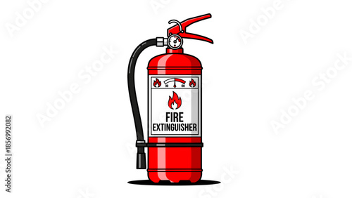 Cartoon Style Fire Extinguisher for Safety and Prevention - Vector Illustration, isolated on transparent background, emergency equipment for firefighting and rescue