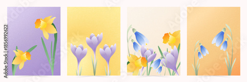 Spring flowers illustration set.