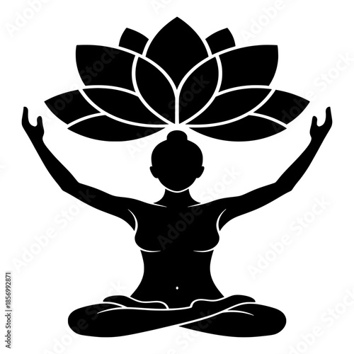 Serene yoga practice with lotus flower illustration