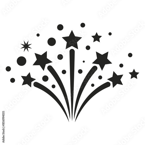 Fireworks burst silhouette with stars and sparkles (vector illustration)