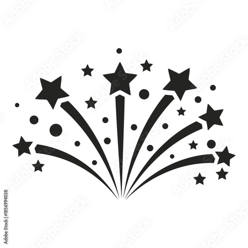 Stylized fireworks burst with stars and dots icon