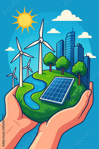 solar panels and wind turbines