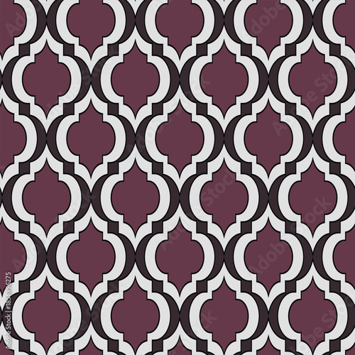 Arabic arabesque seamless pattern with colorful elements. Geometric background. Design greeting card for Ramadan Kareem, Islamic ornamental colorful detail of mosaic. Vector illustration.