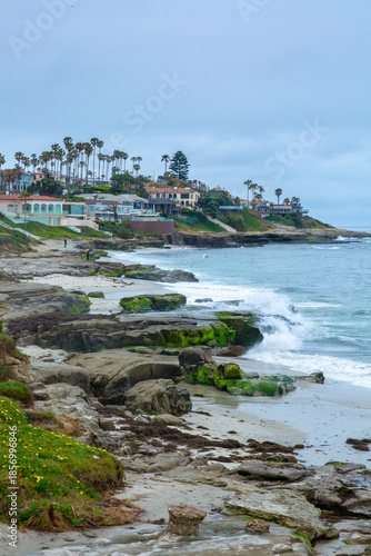 Beautiful houses along the beach in La Jolla 