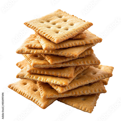 Stack of crackers isolated on transparent background
