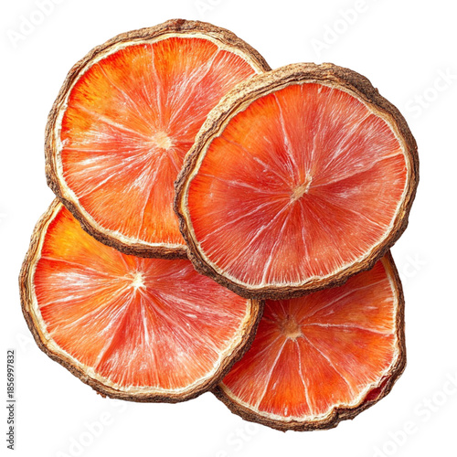 Blood orange slices isolated on transparent background