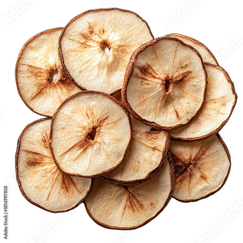 Dried apple slices isolated on transparent background
