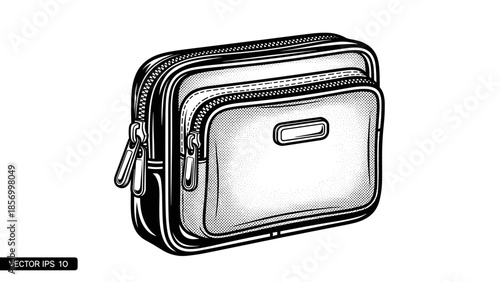 Black and White Illustration of Pouch.