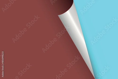 Page curl. Curled color paper. Blank sheet of ripped aged paper bright color corner. Copy space design for text, advertising, poster, wallpaper, backdrop. Printable lined and squared grid paper.