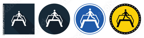 Diverse Icons of Human Figure on Balance Beam in Various Color Schemes