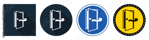 Set of Four Modern Door Icons for User Interface Design and Web Graphics